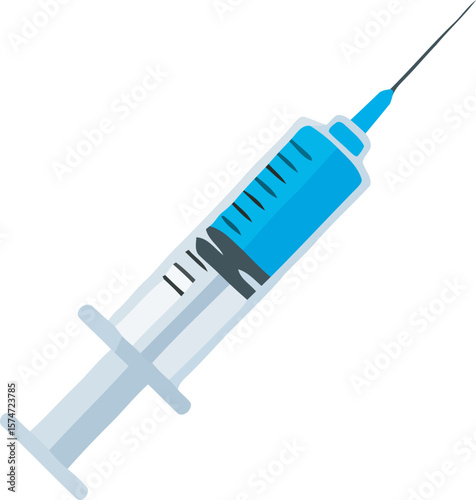 Medical Syringe with Blue Liquid Healthcare and Injection Icon