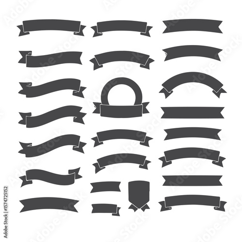 A vintage collection of decorative vector ribbon banners, labels, and scrolls