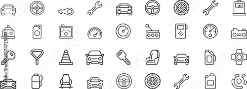 Car parts and tools icons automobile vehicle