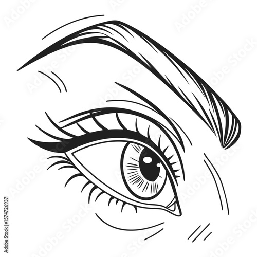 Simple Eye Vector Illustration in Black and White Minimalist Style