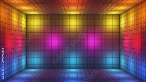 Broadcast Hi-Tech Blinking Illuminated Cubes Room Stage, Multi Color, Events, 3D, Loopable, 4K