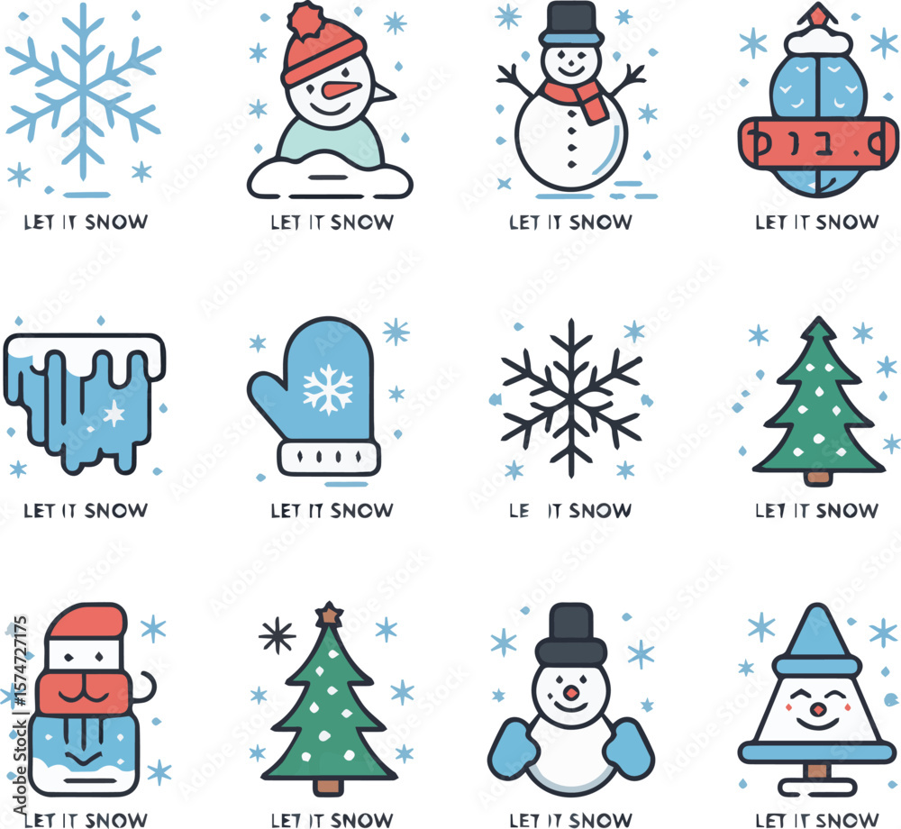 Fototapeta premium Charming set of ten versatile icons for various design projects and applications