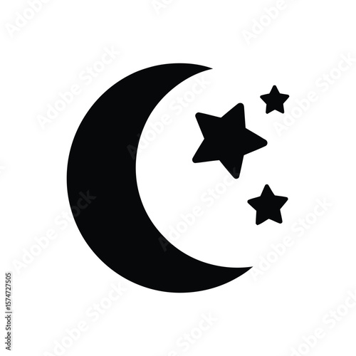 Crescent moon icon vector isolated on white background
