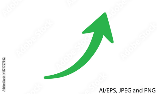 A bright green arrow curves upwards indicating growth and progress on a white background