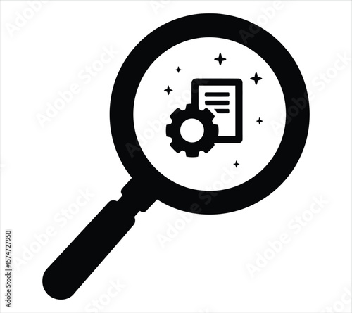 Data Search Magnifying Glass Icon Silhouette