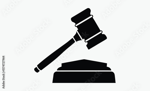 Judge gavel silhouette, judge gavel line art silhouette vector illustration