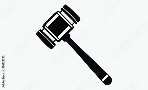Judge gavel silhouette, judge gavel line art silhouette vector illustration