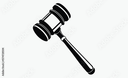 Judge gavel silhouette, judge gavel line art silhouette vector illustration