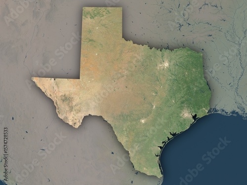 Obraz na płótnie Very detailed map of Texas with clear state borders and visible cities