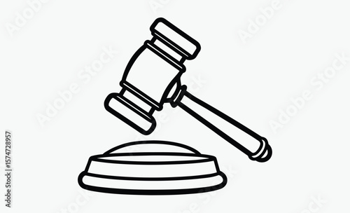 Judge gavel silhouette, judge gavel line art silhouette vector illustration