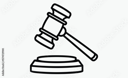 Judge gavel silhouette, judge gavel line art silhouette vector illustration