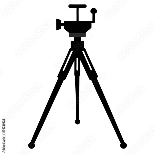 Simple black silhouette of a camera tripod with three legs