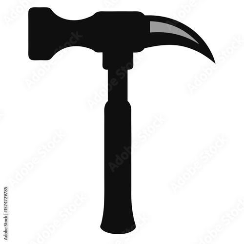 Black silhouette of a hammer with a realistic shadow effect