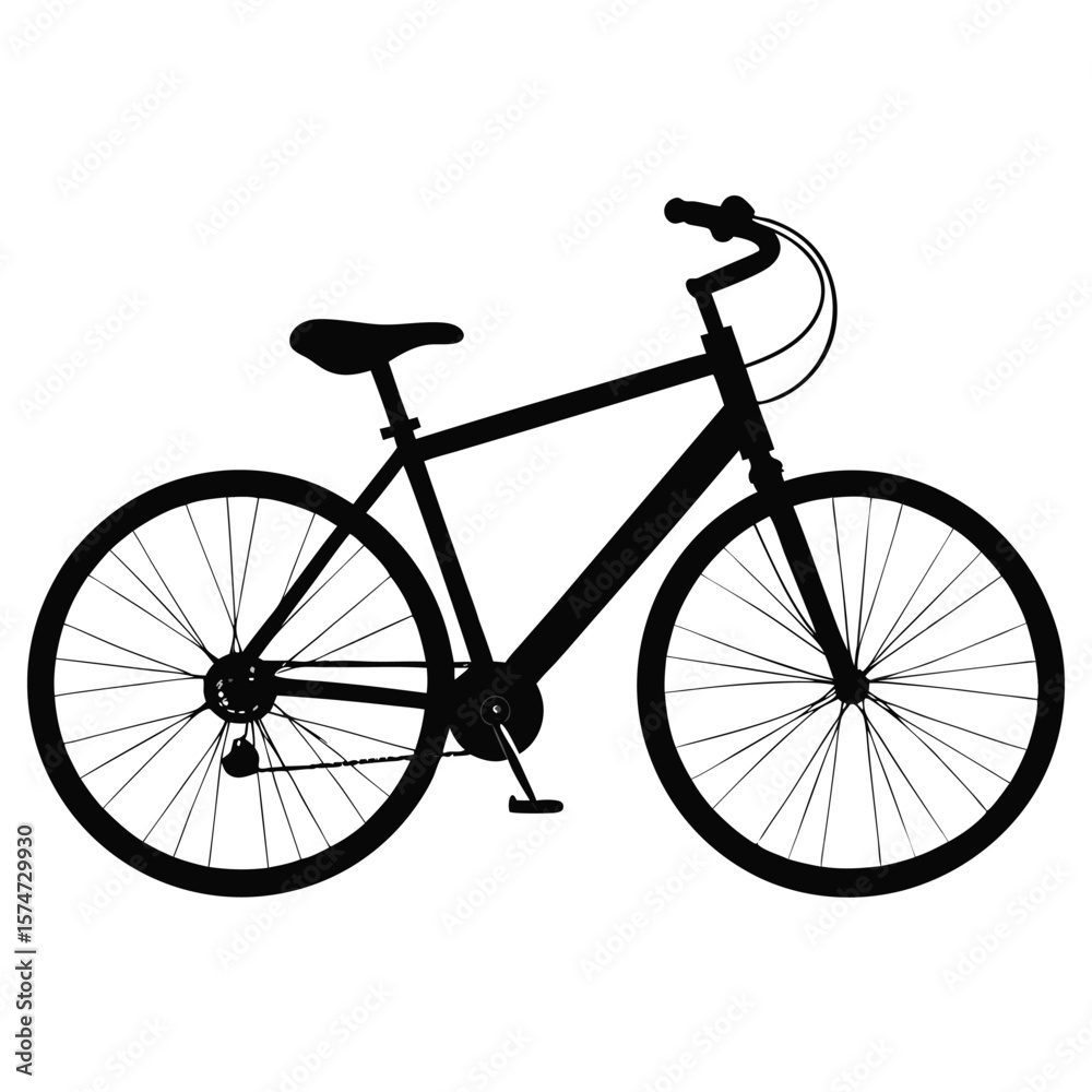 Obraz premium Clean black silhouette of a classic bicycle with realistic detailing and smooth lines