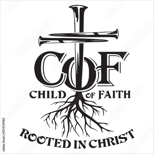 Child of Faith Rooted In Christ Cross Emblem
