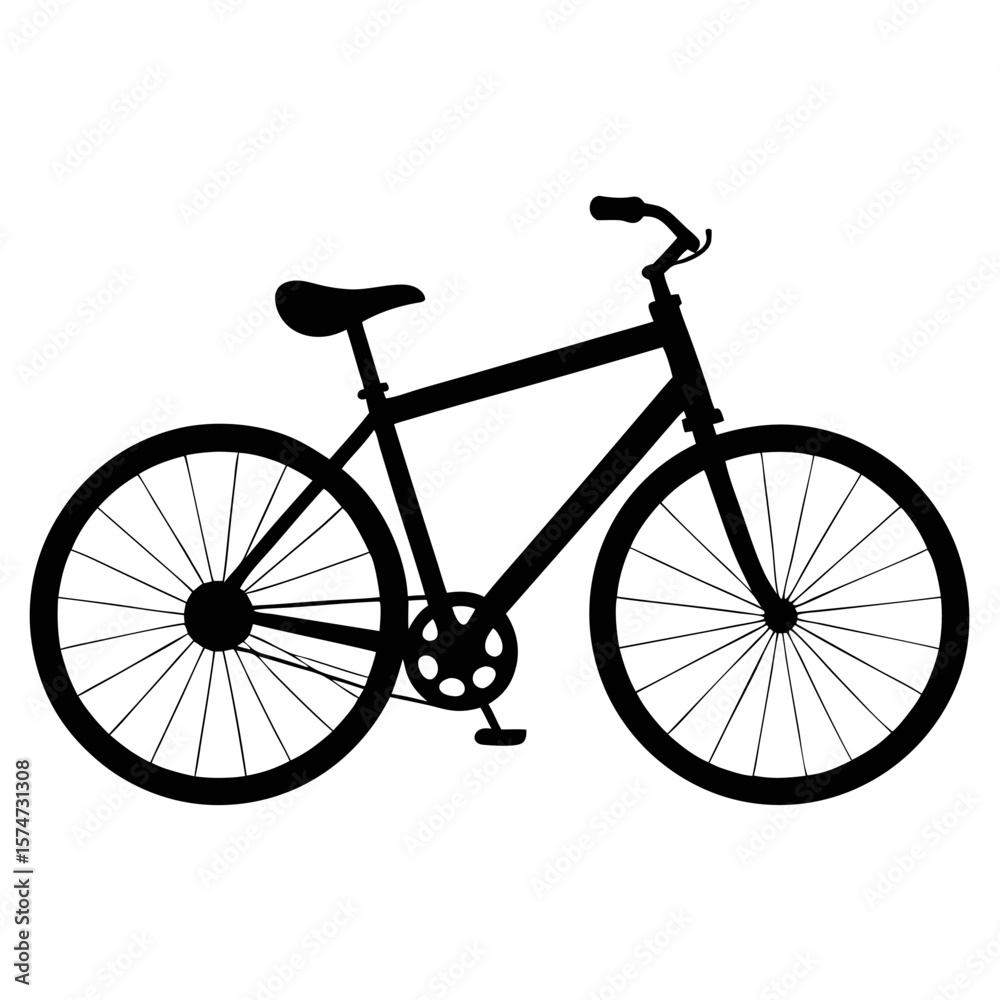 Obraz premium Clean black silhouette of a classic bicycle with realistic detailing on a white background