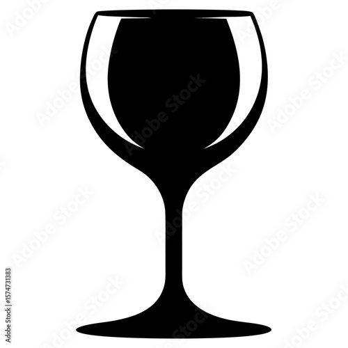 Elegant black silhouette of a realistic wine glass perfect for beverage and celebration designs