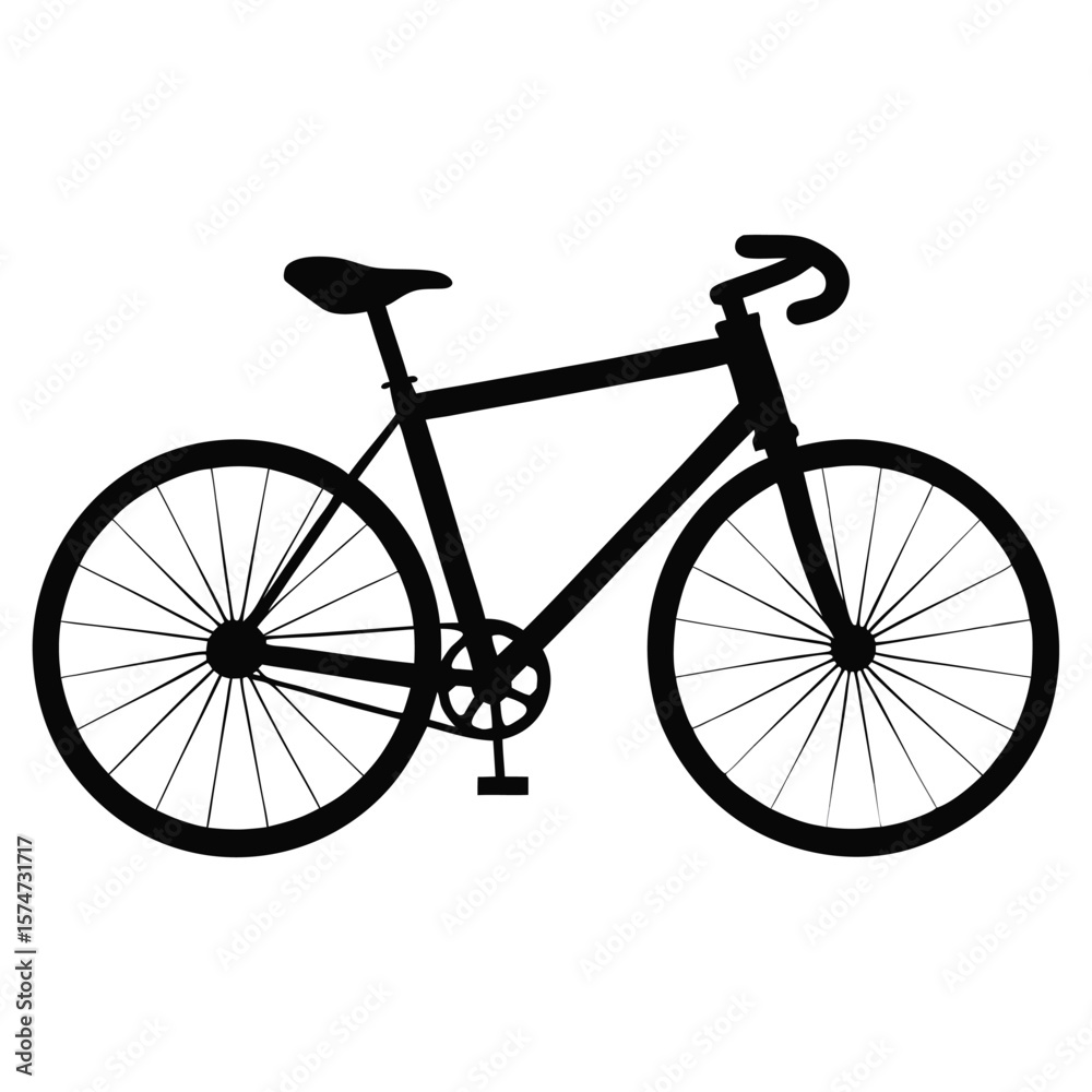 Obraz premium Minimalist black bicycle silhouette perfect for cycling events and sports promotions