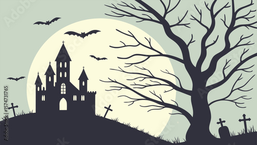 Full Moon Night with Flying Bats