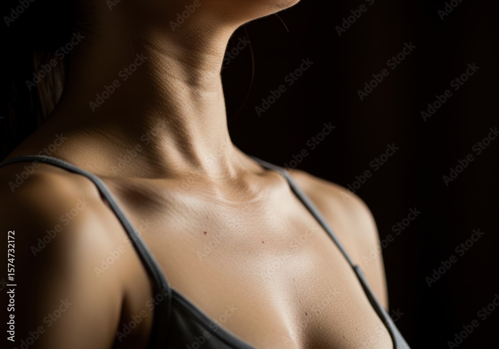 Naklejka premium Breathing Exercise Close Up Chest Rising Meditation Calm Relaxation Wellness