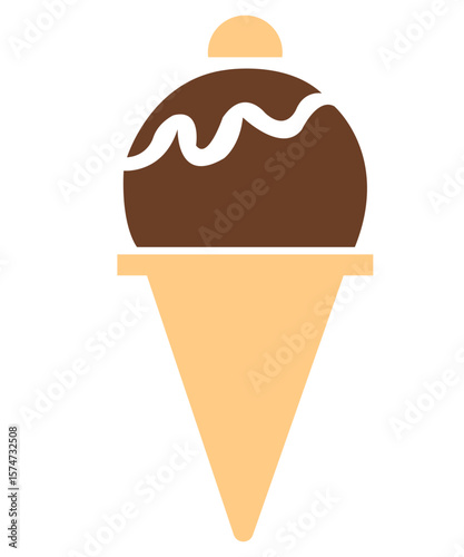 Ice cream clip art design on plain white transparent isolated background for sign, decal, card, shirt, hoodie, sweatshirt, apparel, tag, mug, icon, poster or badge