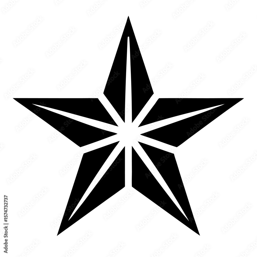 Obraz premium Simple black silhouette of a five pointed star on a white background