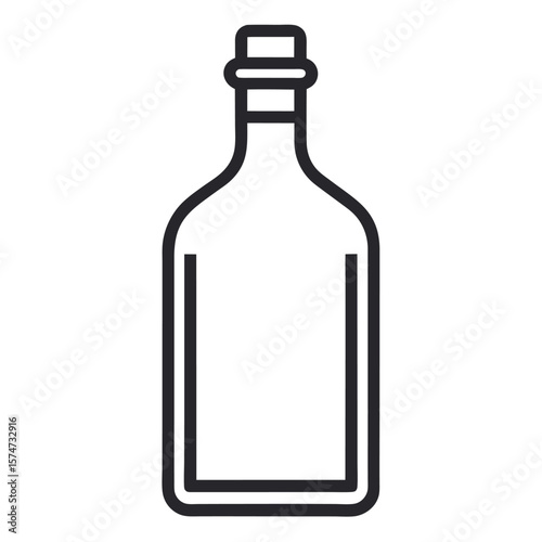 Minimalist line art illustration of a glass bottle with a slender neck on a clean white background