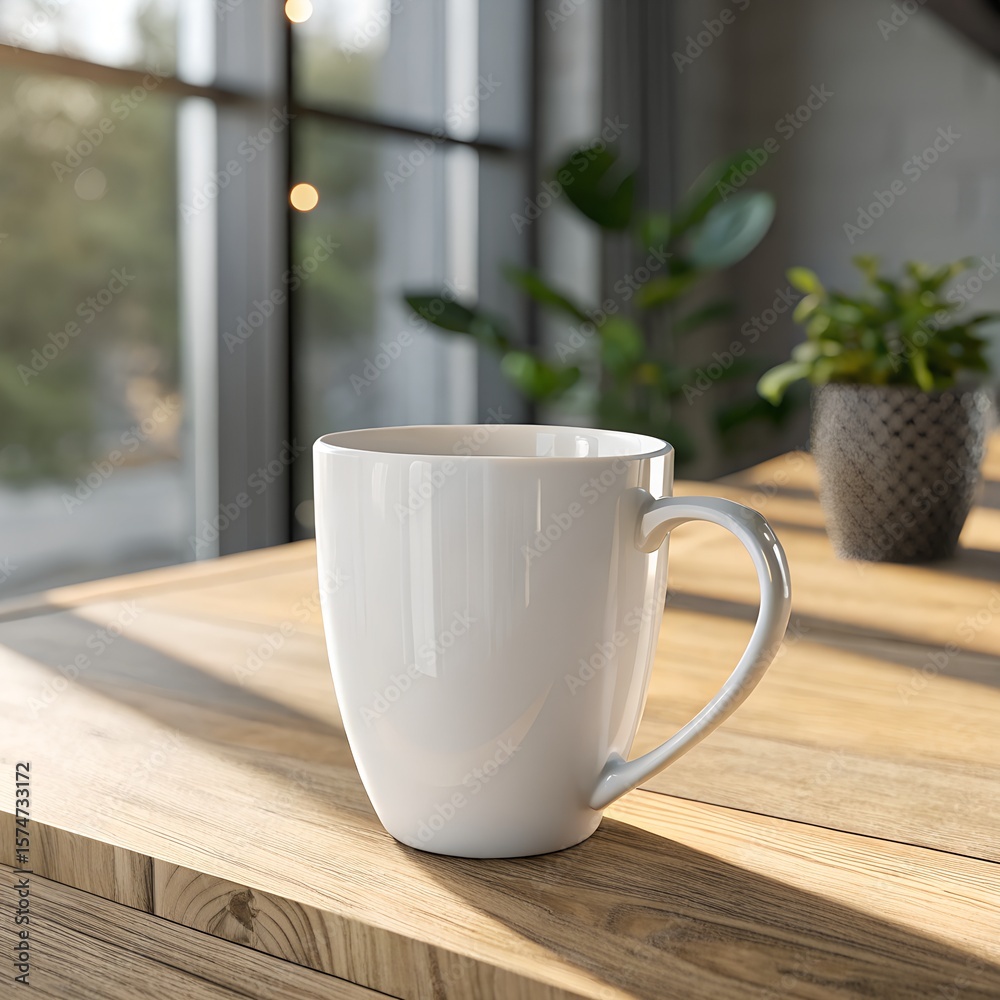 Fototapeta premium cup of coffee on wooden table