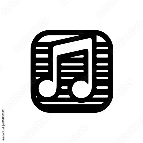 Minimalistic black and white music app icon with geometric shapes  
