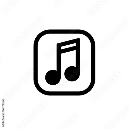 Minimalistic black and white music app icon in clean design  
