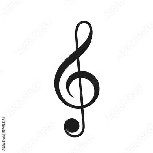 Minimalistic black bass clef illustration in clean vector style  