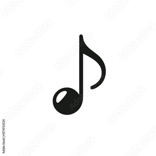 Black musical note icon in minimalist vector design  