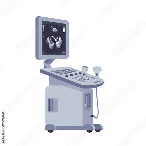 Ultrasound machine illustration for medical professionals and prenatal care education