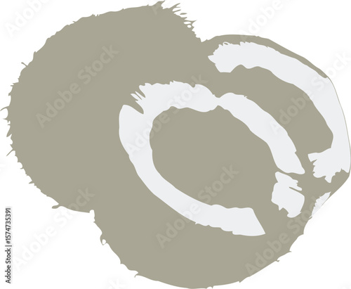 Abstract Coconut Halved Illustration in Neutral Tones with White Interior and Textured Edges fruit food