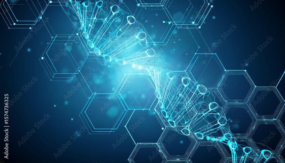 Fototapeta premium genetic engineering and molecular structure hexagon dna network science chemical and biotechnology concept innovation technology healthcare and medicine design