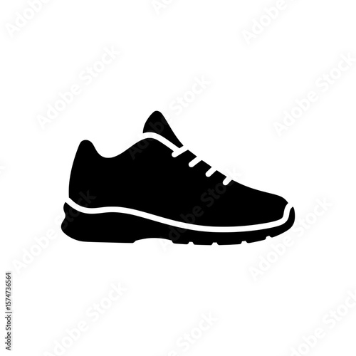 Solid Black Icon of Running Shoe – Symbolizing Fitness, Comfort, or Athletic Footwear
