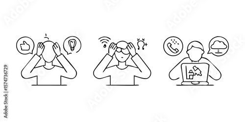 Line Art Illustration of an Overwhelmed Dog in Stressful Situations Representing Anxiety and Mental Health Challenges on transparent background art illustration overwhelmed dog stressful situations