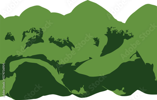 Abstract Green Broccoli and Lettuce Illustration with Dark and Light Green Shapes vegetables