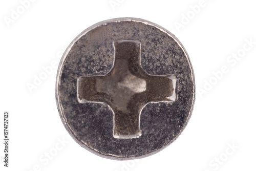 Flat Head Cross Slot Screw Close Up