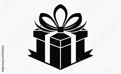 Gift box silhouette, gift, box, present, surprise, Christmas gift icon outline silhouette  