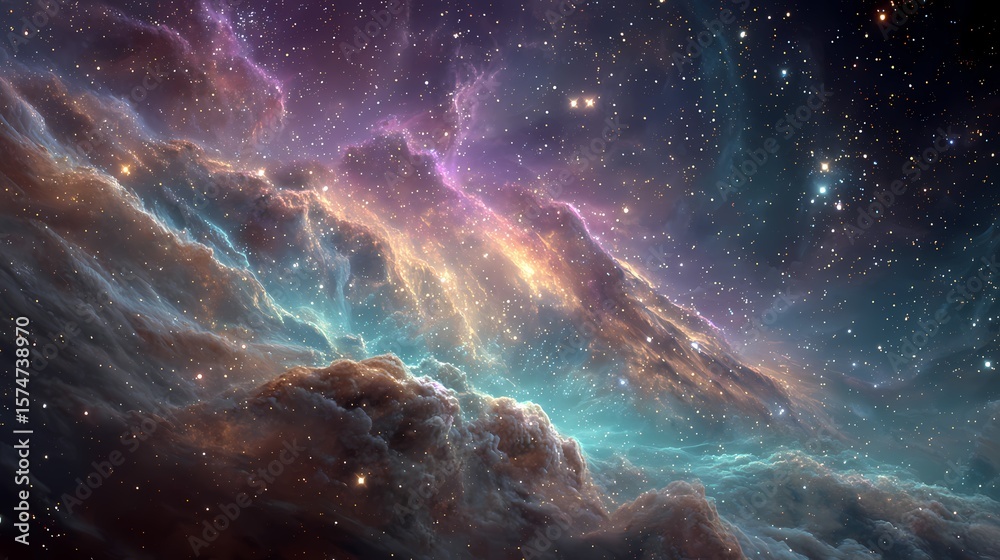 Fototapeta premium Colorful Space Galaxy Cloud Nebula Starry Night Cosmos Universe Science Astronomy Supernova Background Wallpaper