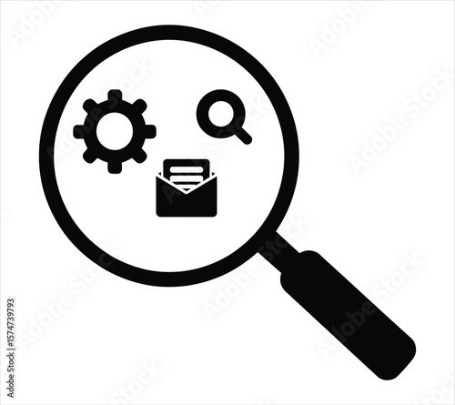 Tech Search Magnifying Glass Flat Silhouette