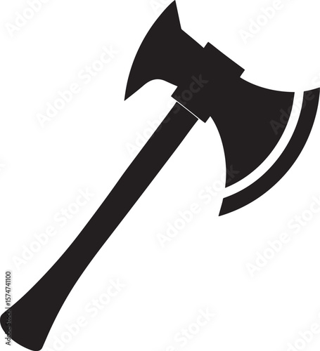 Double headed axe silhouette isolated on white background