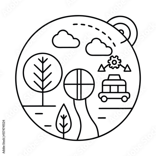 Eco-Friendly City Concept Sustainable Transportation and Green Spaces