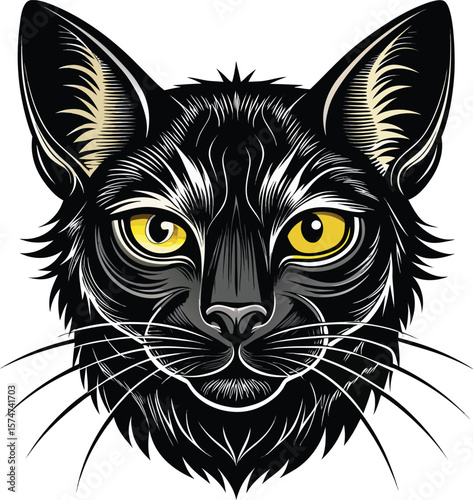 cat head silhouette vector illustration on white background