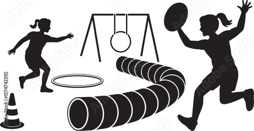 Children Playground Fun Activities Swing Set Hula Hoop Recreation