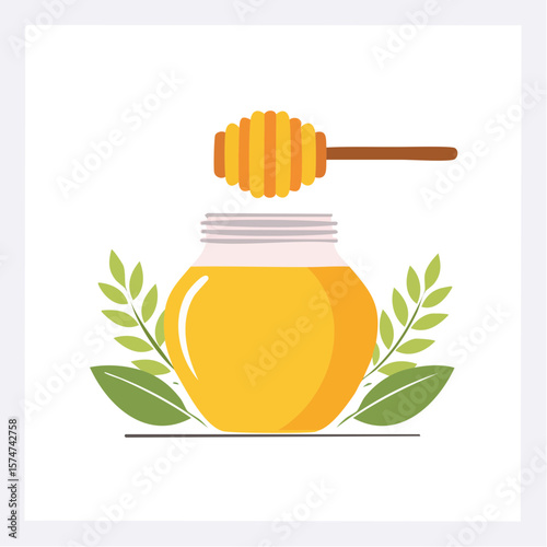 Jar  of Honey Isolated on a...