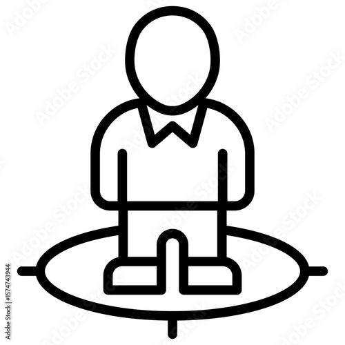 Focus Area Outline Vector Design - person standing in a target zone, representing focus, target audience, or role clarity