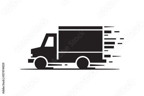 Fast Delivery Service Truck Silhouette for Quick Shipping and Logistics