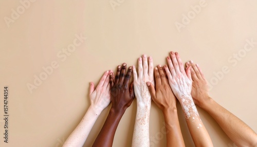 Diverse Beauty: Hands with Vitiligo on Neutral Background